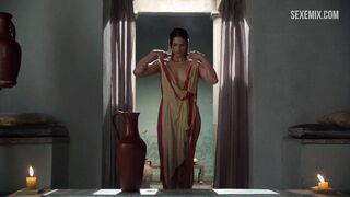 Katrina Law shows big breasts and pussy, scene in Spartacus