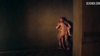 Bonnie Sveen sex scene, pushed against wall scene in Spartacus