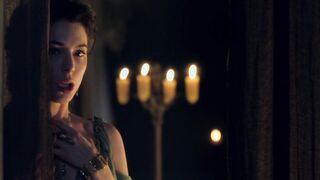 Jaime Murray spies on Lucy Lawless during sex, scene in Spartacus