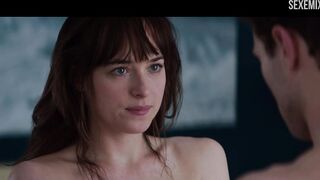 Dakota Johnson shows naked breasts, scene in Fifty Shades of Grey