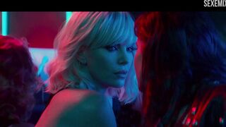 Sofia Boutella and Charlize Theron kissing scene in Atomic Blonde