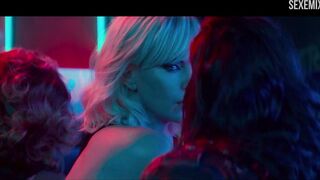 Sofia Boutella and Charlize Theron kissing scene in Atomic Blonde