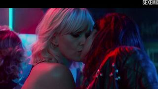 Sofia Boutella and Charlize Theron kissing scene in Atomic Blonde