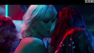 Sofia Boutella and Charlize Theron kissing scene in Atomic Blonde