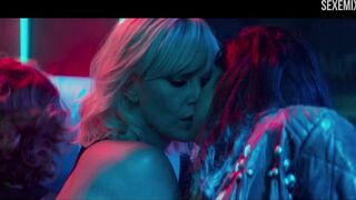 Sofia Boutella and Charlize Theron kissing scene in Atomic Blonde