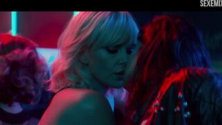 Sofia Boutella and Charlize Theron kissing scene in Atomic Blonde