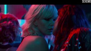 Sofia Boutella and Charlize Theron kissing scene in Atomic Blonde