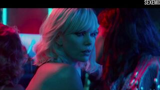 Sofia Boutella and Charlize Theron kissing scene in Atomic Blonde