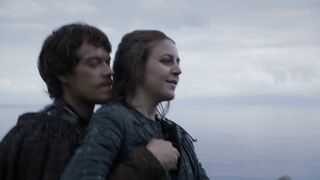 Touching Gemma Whelan's breasts, scene in Game of Thrones