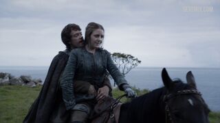 Touching Gemma Whelan's breasts, scene in Game of Thrones