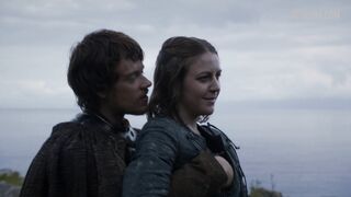 Touching Gemma Whelan's breasts, scene in Game of Thrones