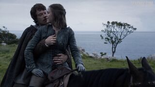 Touching Gemma Whelan's breasts, scene in Game of Thrones