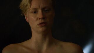 Gwendoline Christie takes a bath, scene in Game of Thrones