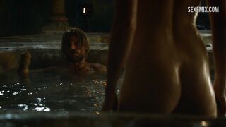 Gwendoline Christie takes a bath, scene in Game of Thrones