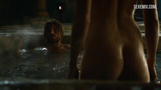 Gwendoline Christie takes a bath, scene in Game of Thrones