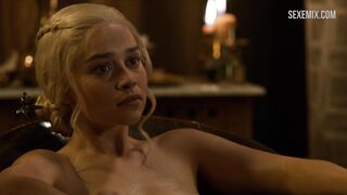 Sexy Emilia Clarke takes a bath, scene in Game of Thrones