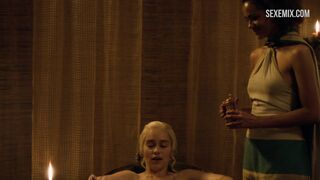 Sexy Emilia Clarke takes a bath, scene in Game of Thrones