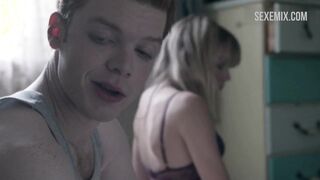 Emma Greenwell in black bra and black panties, scene in Shameless