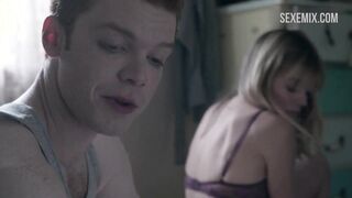 Emma Greenwell in black bra and black panties, scene in Shameless