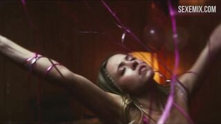 Gorgeous Sydney Sweeney in a pink bikini, scene in Euphoria