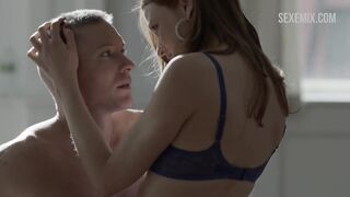 Lucy Walters sexy, in blue bra and panties, scene in Power