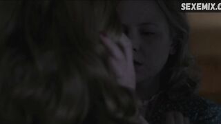 Adelaide Clemens and Liana Liberato lesbian kiss, scene in To the Stars (2019)