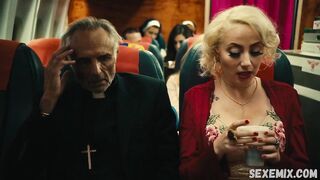 Jin N Tonic shows us her beautiful cleavage, scene in Exorcism At 60,000 Feet