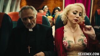 Jin N Tonic shows us her beautiful cleavage, scene in Exorcism At 60,000 Feet