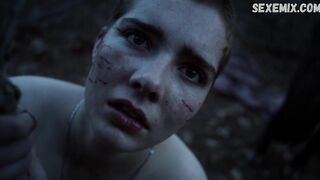 Elise Eberle à genoux sur le sol, scène dans Salem s01e06 (2014)