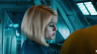 Alice Eve in black lingerie, scene in Star Trek Into Darkness (2013)