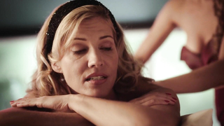 Erotic scene with Tricia Helfer and Jessica Sipos, underwear scene from - Ascension (2014)