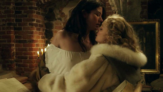 Malin Buska and Sarah Gadon nude, erotic scene from The Girl King (2015)